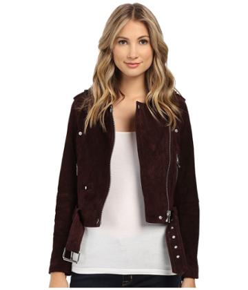 Blank Nyc - Burgundy Suede Moto Jacket In Morning After