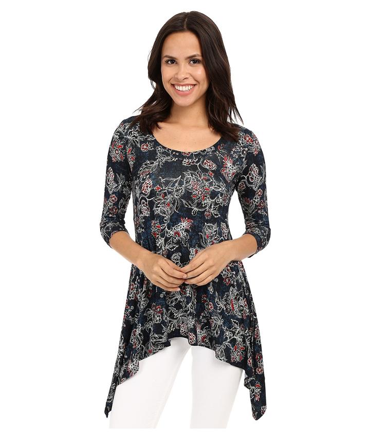 Karen Kane - Batik Floral Handkerchief Top