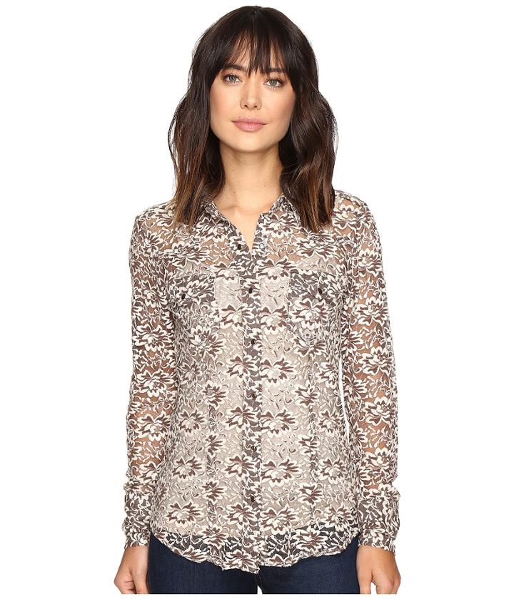 Stetson - Burnout Velvet Floral Pattern Top