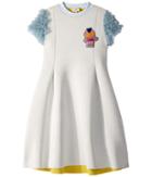 Fendi Kids - Ruffle Sleeves Dress W/ Fendirumi Detail
