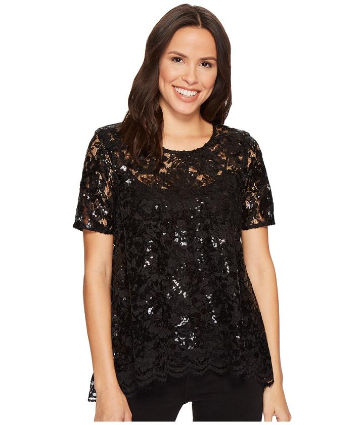 Karen Kane - Flare Sequin Lace Top