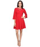 Christin Michaels - Brielle Bell Sleeve Dress With Neckline Detail