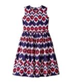 Oscar De La Renta Childrenswear - Ikat Cotton Gathered Skirt Party Dress