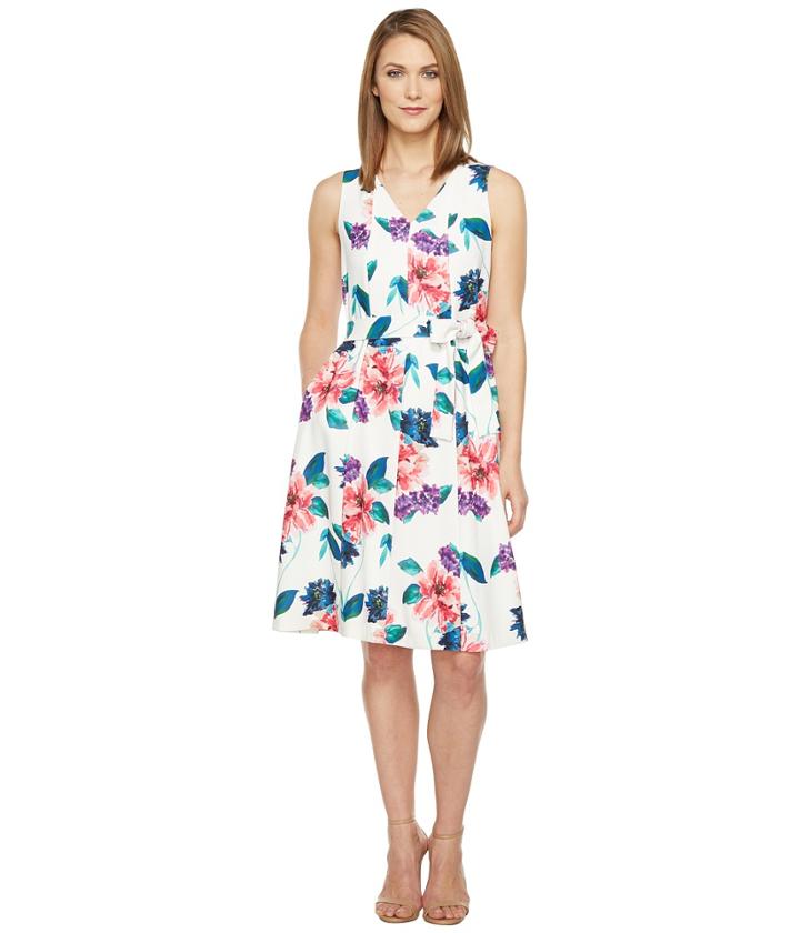Ellen Tracy - Seamed V-neck Dress