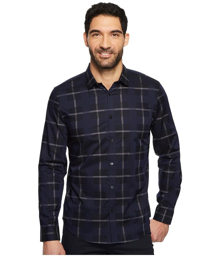 Calvin Klein - Large Scale Overlapping Plaid Button Down Shirt