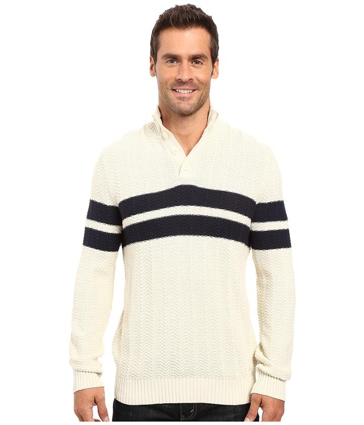 Nautica - 9 Gauge Chevron Striped Mock Neck Sweater