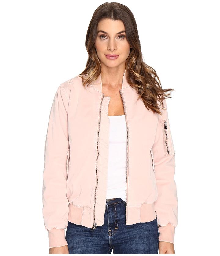 Hudson - Gene Puffy Bomber Jacket In Sunkissed Pink Destructed