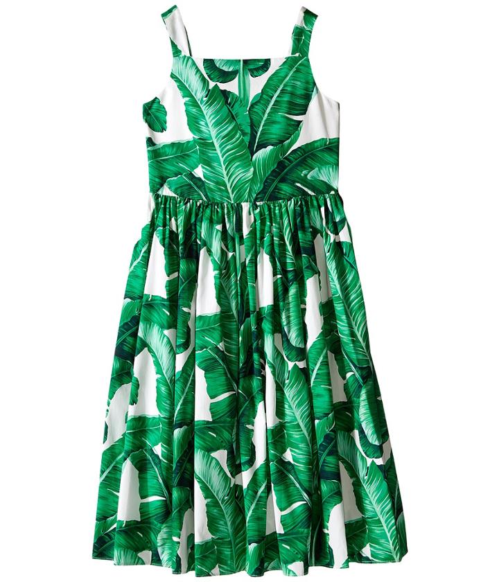 Dolce &amp; Gabbana Kids - Botanical Garden Banana Leaf Sleeveless Dress