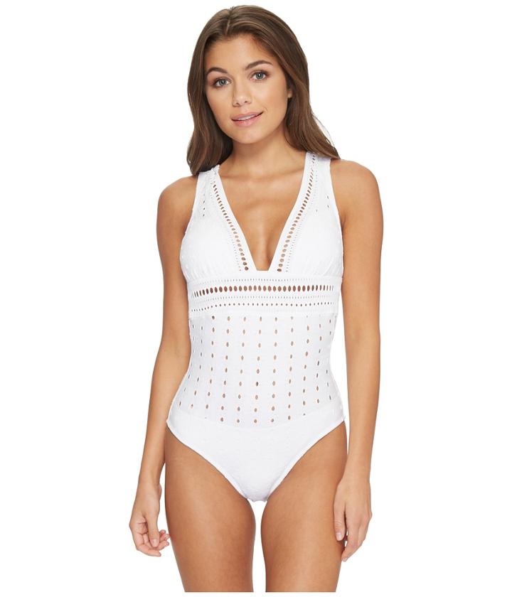 Robin Piccone - Clarissa Low V-neck Crochet One-piece