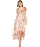 Adrianna Papell - Watercolor Floral Printed Chiffon Wrap Dress