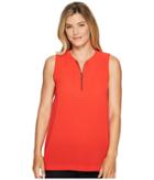 Vince Camuto - Sleeveless Mix Media Zip Neck Top