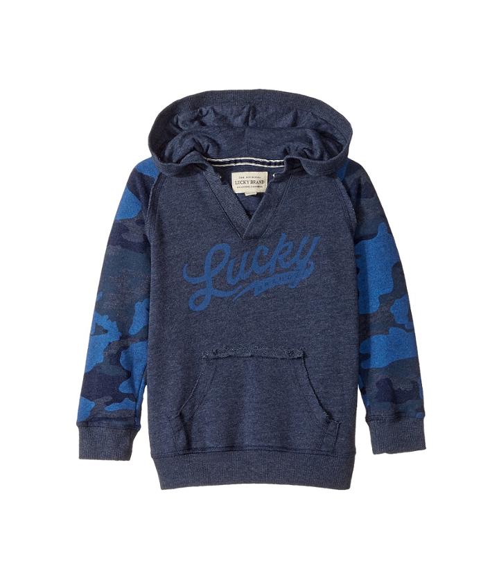 Lucky Brand Kids - Long Sleeve V-neck Camo Hoodie