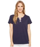 Nautica - Knit Short Sleeve Lace-up Top