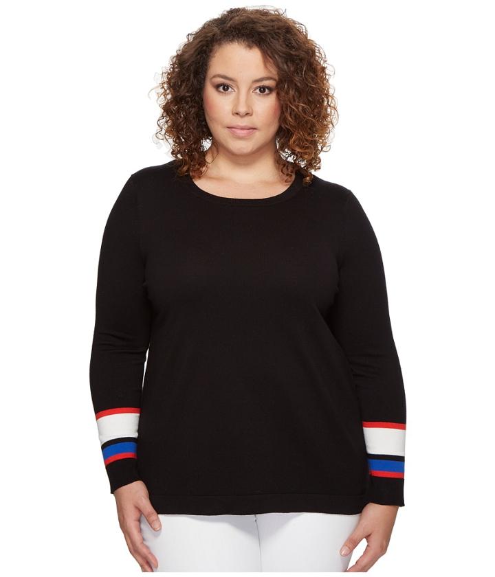 Vince Camuto Specialty Size - Plus Size Long Sleeve Striped Cuff Sweater