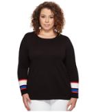 Vince Camuto Specialty Size - Plus Size Long Sleeve Striped Cuff Sweater