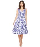 Adrianna Papell - Printed Cotton Faille Fit And Flare Midi Dress