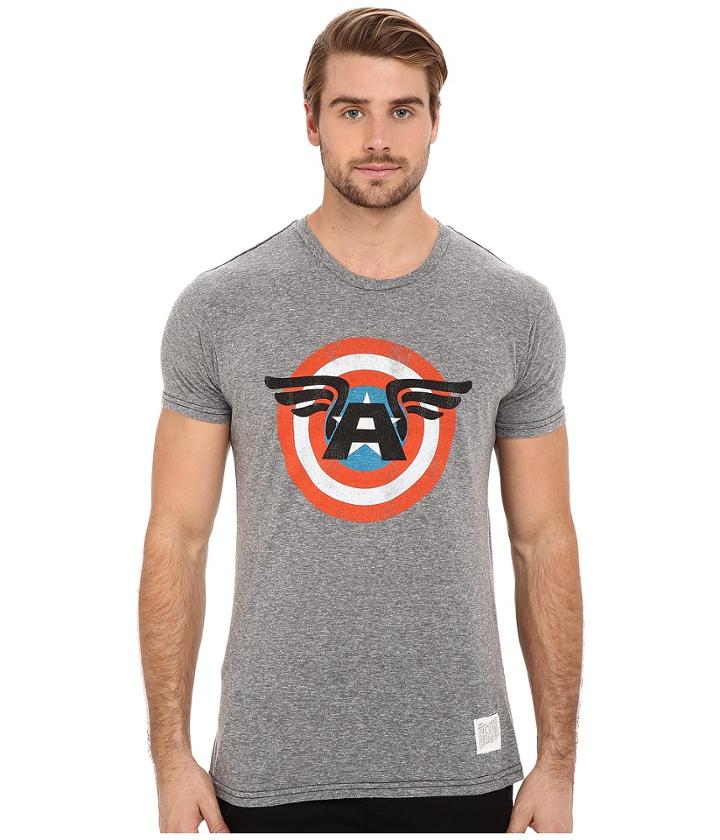 The Original Retro Brand - Tri-blend Short Sleeve Captain America Tee