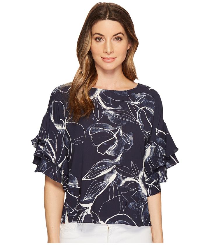 Vince Camuto - Tiered Ruffle Sleeve Fresco Petals Blouse