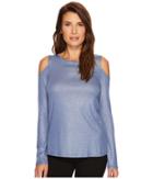 Ivanka Trump - Knit Cold Shoulder Long Sleeve Metallic Shirt