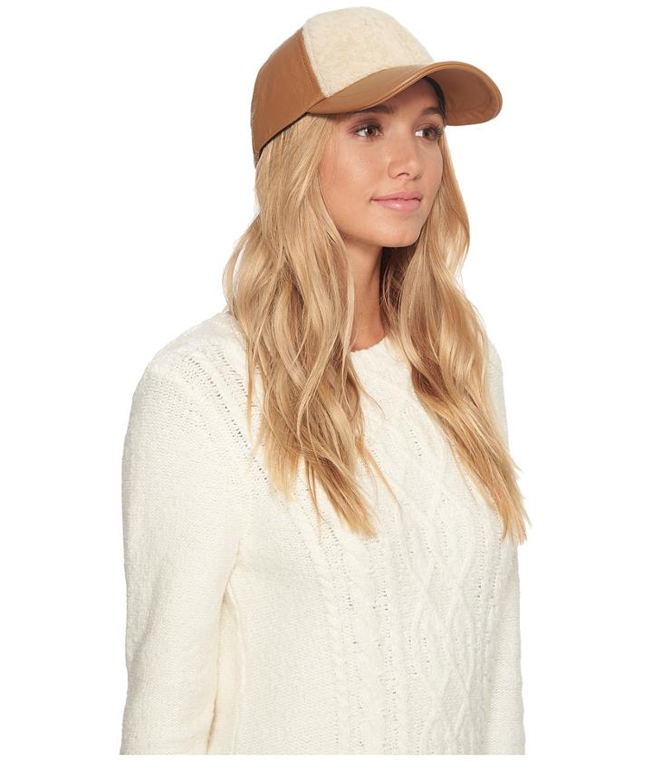 Ugg - Curly Pile Leather Baseball Hat
