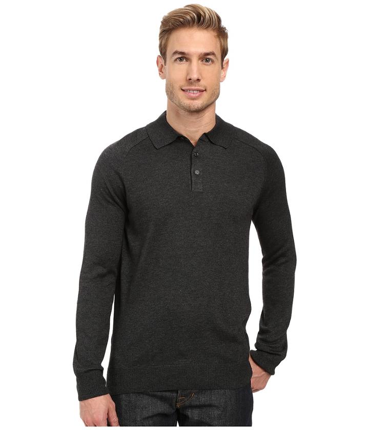 Perry Ellis - Merino Three-button Long Sleeve Polo