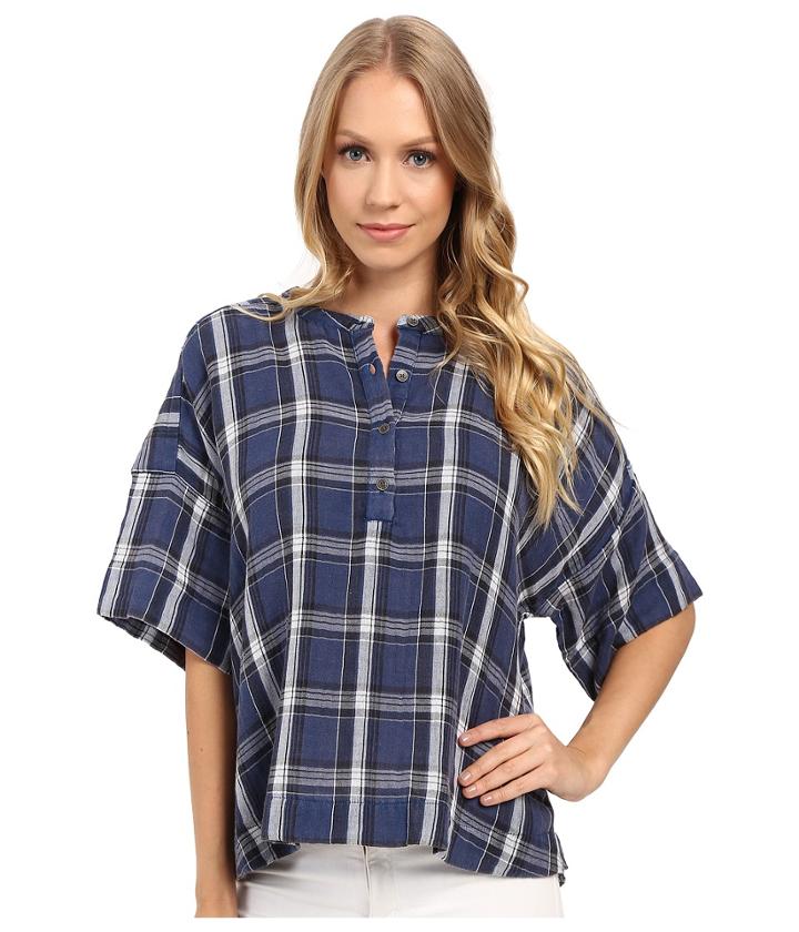 Calvin Klein Jeans - Plaid Henley 3/4 Sleeve Shirt