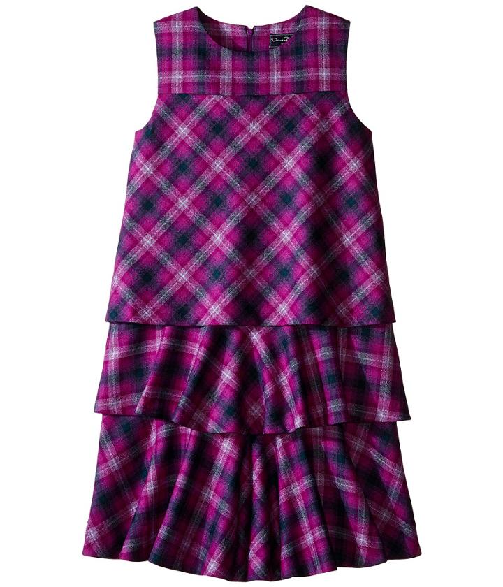 Oscar De La Renta Childrenswear - Plaid Wool A-line Layered Dress