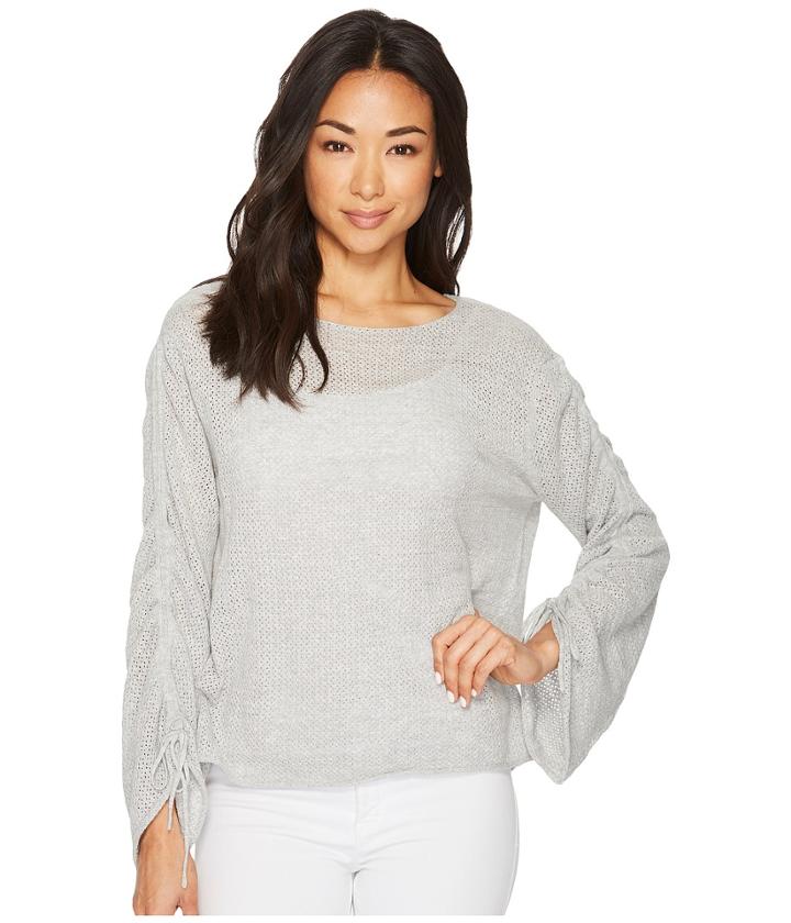 Two By Vince Camuto - Drawstring Bell Sleeve Pointelle Sweater