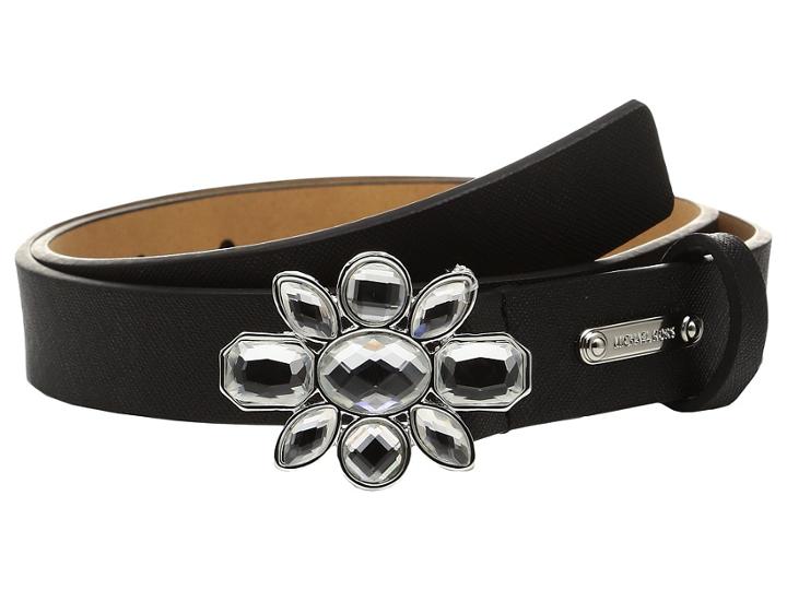 Michael Michael Kors - 25mm Saffiano Belt On Jeweled Plaque Buckle