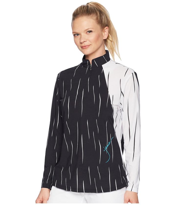 Jamie Sadock - Sunsense(r) Lightweight Rain Drop Print 1/4 Zip Long Sleeve Top With 50 Spf