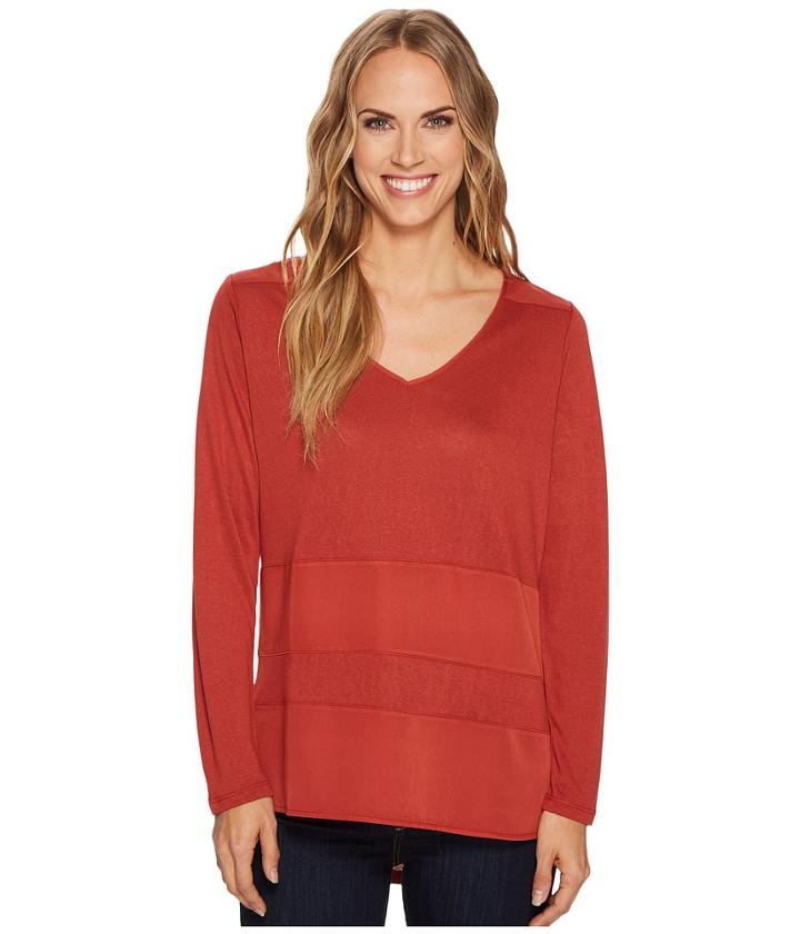 Tribal - Long Sleeve V-neck Top W/ Combo