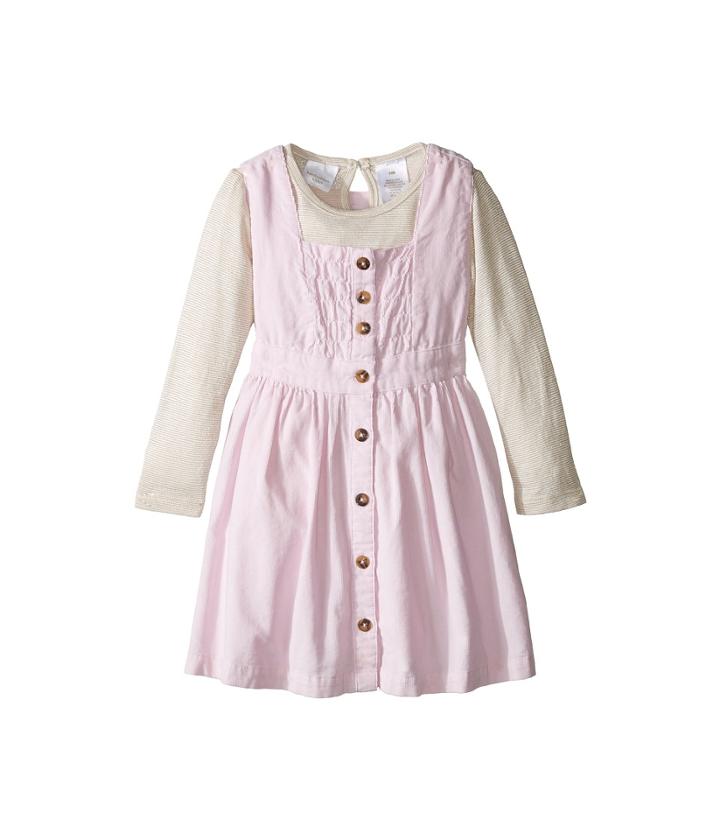 Kardashian Kids - Cord Printed Dress With Stripe Jersey Top Lace Trim