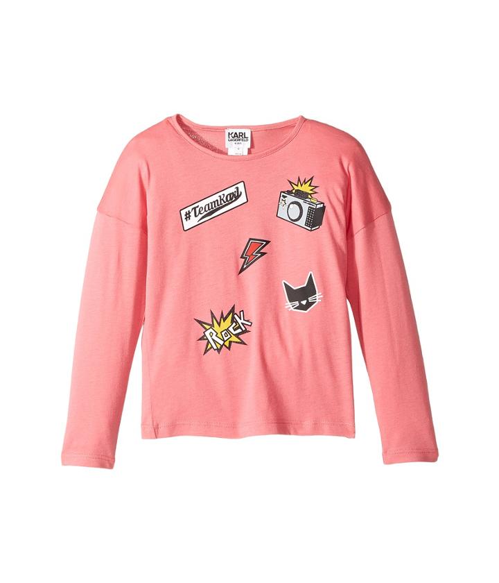 Karl Lagerfeld Kids - Long Sleeve Jersey Tee With Embossed/patch Graphic