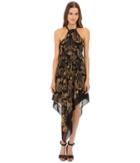 Versace Collection - Black And Gold Patterned Dress With Crisscross Back