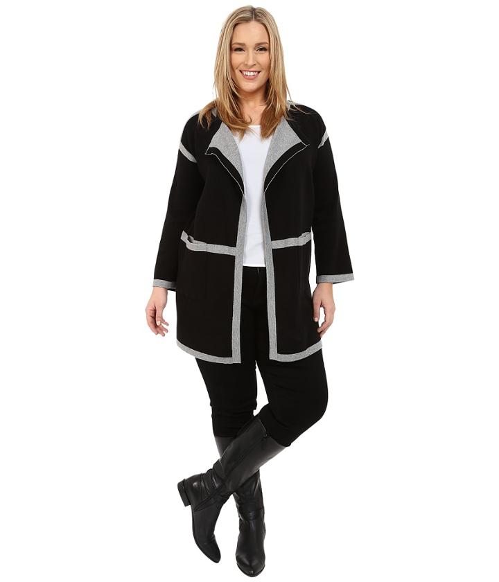 Vince Camuto Plus - Plus Size Long Sleeve Double Face Jacquard Coatigan