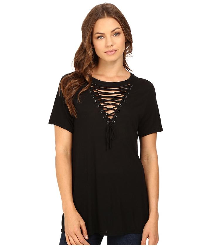 Brigitte Bailey - Lucinda Lace-up Short Sleeve Top