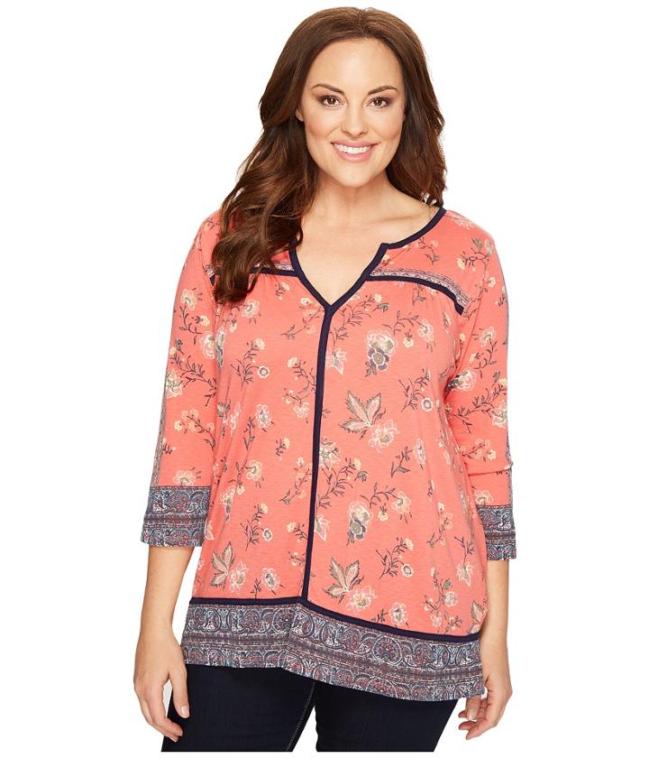 Lucky Brand - Plus Size Floral Border Top