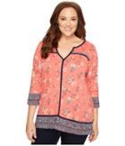 Lucky Brand - Plus Size Floral Border Top