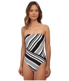 Lauren By Ralph Lauren - Marina Stripe Strapless One Piece W/ Soft Cup And Sport Logo Plate