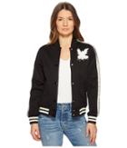Red Valentino - Jersey Bomber With Point D'esprit Stripe Bird Embroidery