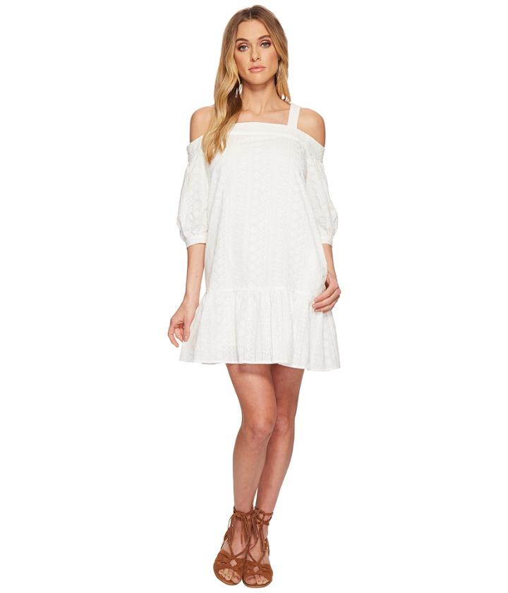 J.o.a. - Eyelet Drop Waist Cold Shoulder Dress