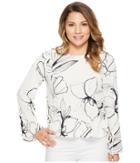 Vince Camuto Specialty Size - Petite Side Drawstring Bell Sleeve Fresco Petal Blouse