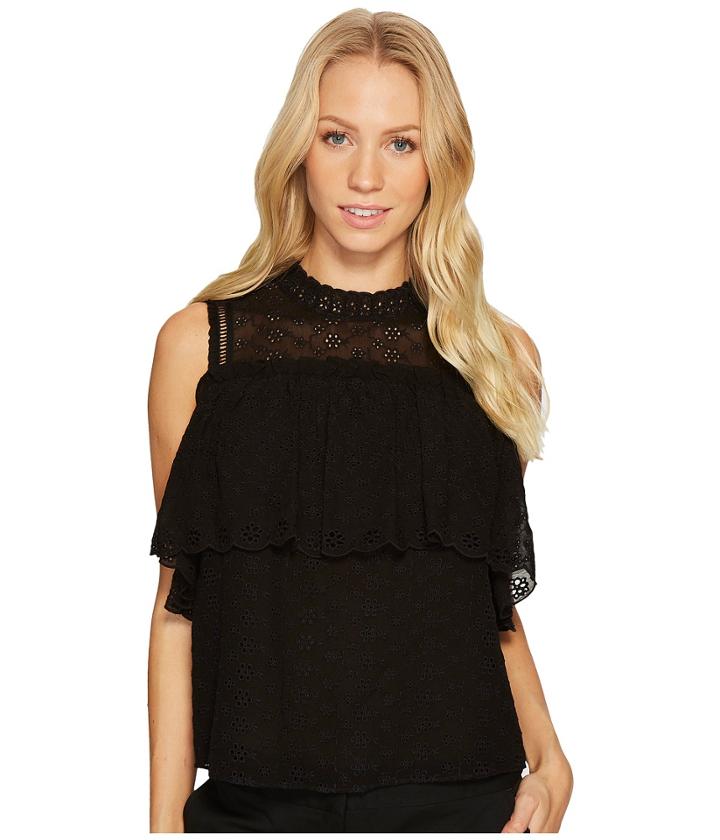 Rebecca Taylor - Short Sleeve Open Shoulder Eyelet Top