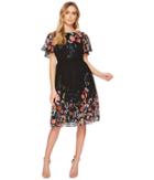Adrianna Papell - Field Of Blooms Ruffle Sleeve Dress