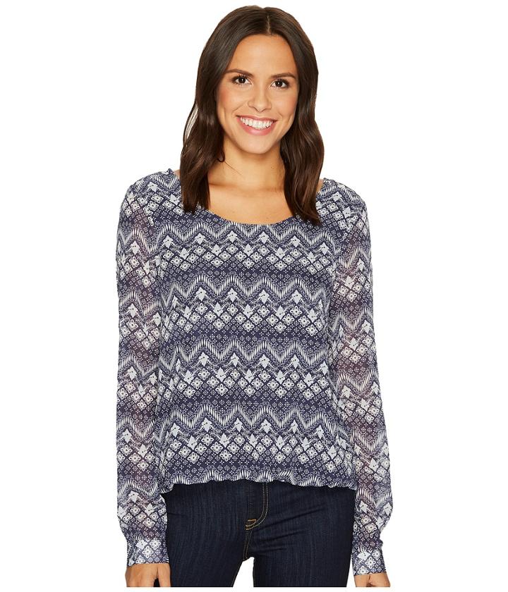Cruel - Long Sleeve Chiffon Hi-low Blouse