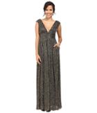 Aidan Mattox - Sleeveless Metallic Lurex Long V-neck Gown