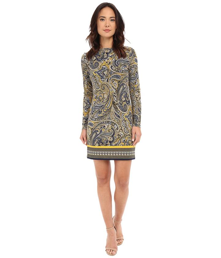 Michael Michael Kors - Ashby Long Sleeve Boat Neck Border Dress
