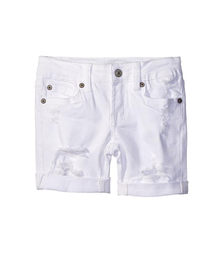 7 For All Mankind Kids - Five-pocket Bermuda Roll Cuff Shorts In Destructed White