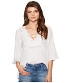 Jack By Bb Dakota - Geoff Cotton Gauze Lace-up Top With Novelty Ribbon Trim