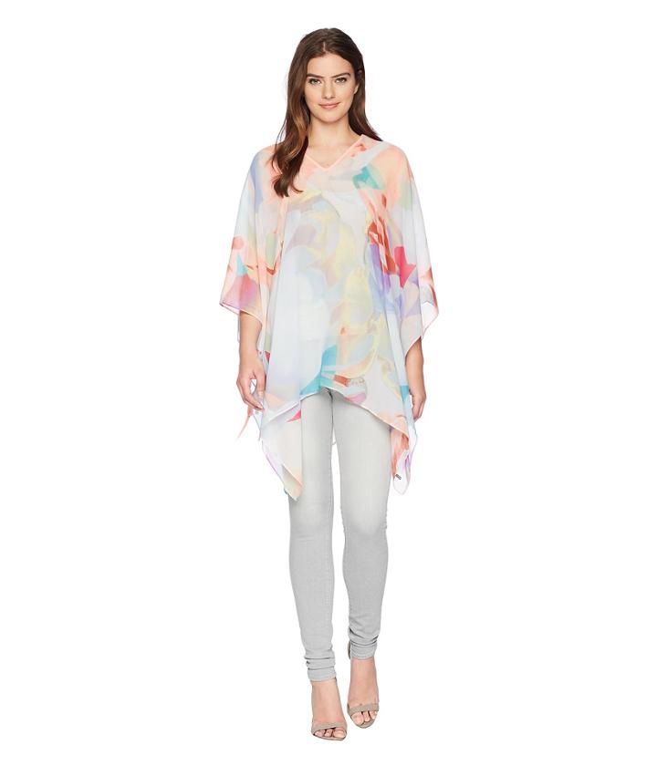 Calvin Klein - Abstract Floral Chiffon Poncho